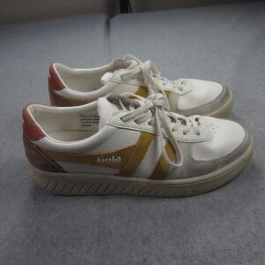 Gola Grandslam Trident Womens Size 10 White Gold Clay Suede Leather Sneakers